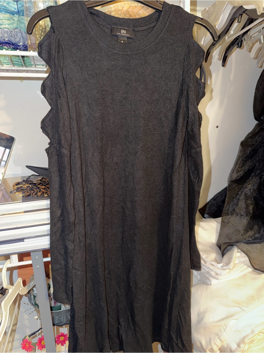 I.N. San Francisco Black Cold-Shoulder Midi Dress